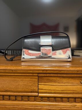 Fashion Nova Black and Silver Shoulder Bag